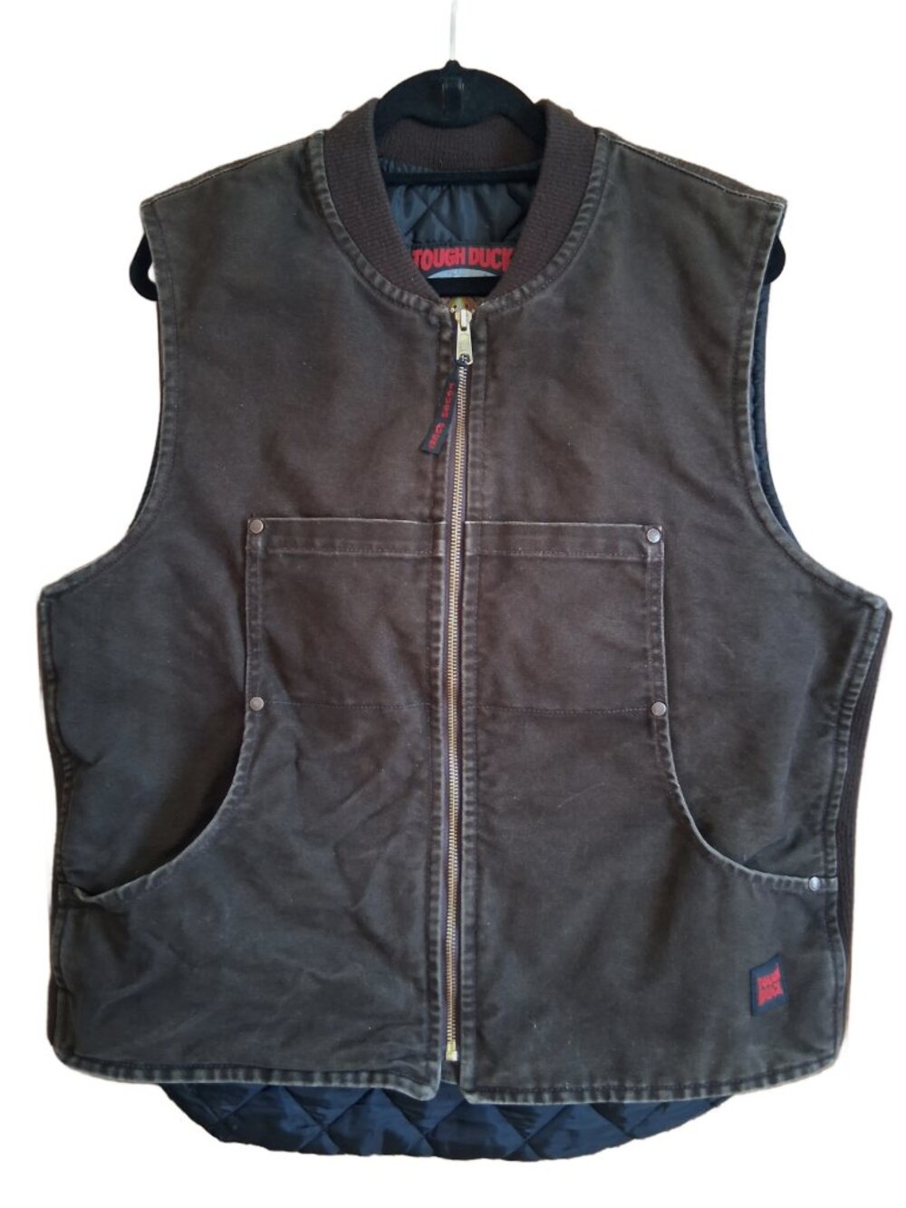 Tough Duck Men's Brown Workwear Vest w' Quilted Lining Large